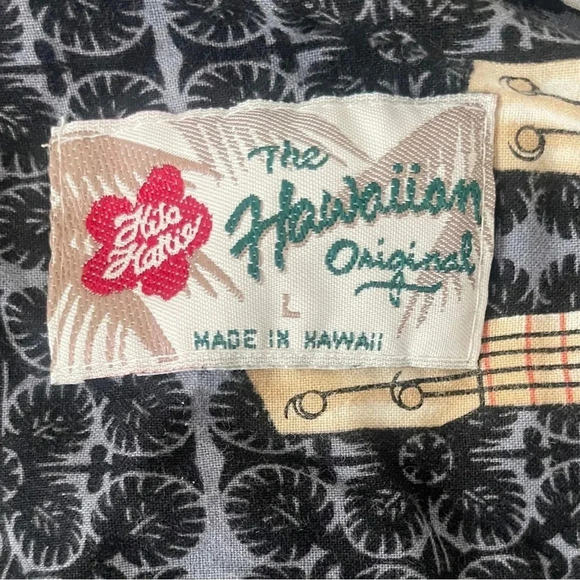 Hilo Hattie Men's Hawaiian Ukulele Print Short Sleeve Aloha Shirt Size L - Picture 2 of 8